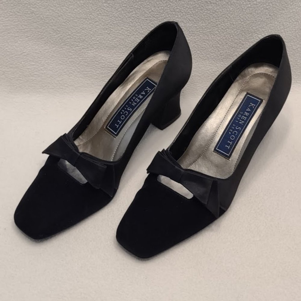 Karen Scott Black Satin dress pumps